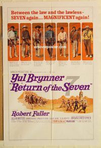 y933 RETURN OF THE SEVEN one-sheet movie poster '66 Yul Brynner, Fuller
