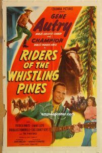 y939 RIDERS OF THE WHISTLING PINES one-sheet movie poster '49 Gene Autry