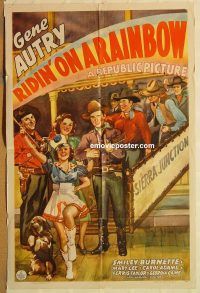 y940 RIDIN' ON A RAINBOW one-sheet movie poster '41 Gene Autry, Burnette