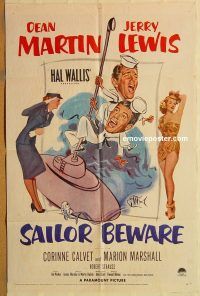 y959 SAILOR BEWARE one-sheet movie poster '52 Martin & Lewis!