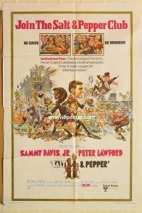 y961 SALT & PEPPER one-sheet movie poster '68 Sammy Davis Jr, Jack Davis