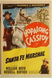 y966 HOPALONG CASSIDY style C stock 1sh '40s William Boyd as Hopalong Cassidy, Santa Fe Marshal