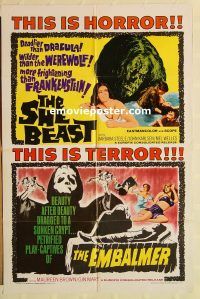 y968 SATAN'S SISTER/EMBALMER one-sheet movie poster '66 She Beast!