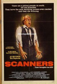 y973 SCANNERS one-sheet movie poster '81 David Cronenberg sci-fi!