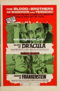 y975 SCARS OF DRACULA/HORROR OF FRANKENSTEIN one-sheet movie poster '71