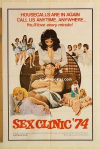 y995 SEX CLINIC '74 one-sheet movie poster '74 hospital sexploitation!
