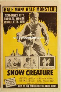 z037 SNOW CREATURE one-sheet movie poster '54 Langton, abominable Yeti!