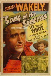 z045 SONG OF THE SIERRAS one-sheet movie poster '46 Jimmy Wakely, western!