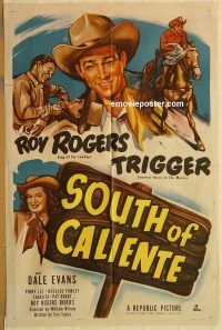 z048 SOUTH OF CALIENTE one-sheet movie poster '51 Roy Rogers & Trigger!