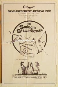 z097 SWINGIN' STEWARDESSES one-sheet movie poster '71 airplane sex!