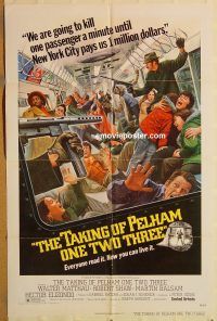z100 TAKING OF PELHAM 1 2 3 one-sheet movie poster '74 Matthau, Shaw