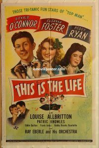 z132 THIS IS THE LIFE one-sheet movie poster '44 Foster, O'Connor