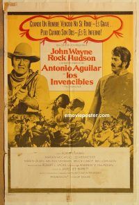z174 UNDEFEATED Spanish/US one-sheet movie poster '69 John Wayne, Hudson