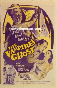 z185 VAMPIRE'S GHOST one-sheet movie poster R57 Adele Mara, horror!