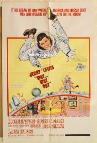 z216 WAY WAY OUT one-sheet movie poster '66 Jerry Lewis, Connie Stevens