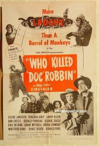 z235 WHO KILLED DOC ROBBIN one-sheet movie poster '48 Hal Roach horror!