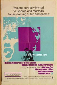z236 WHO'S AFRAID OF VIRGINIA WOOLF one-sheet movie poster '66 Liz Taylor