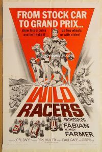 z242 WILD RACERS one-sheet movie poster '68 Fabian, AIP, car racing!