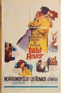 z243 WILD RIVER one-sheet movie poster '60 Elia Kazan, Montgomery Clift