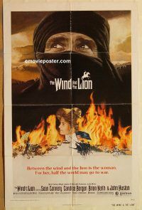 z245 WIND & THE LION one-sheet movie poster '75 Sean Connery, Bergen