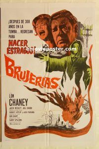 z247 WITCHCRAFT Spanish one-sheet movie poster '64 Lon Chaney Jr., horror