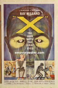 z262 X THE MAN WITH THE X-RAY EYES one-sheet movie poster '63 Corman