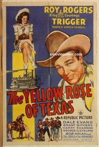 z264 YELLOW ROSE OF TEXAS one-sheet movie poster '44 Roy Rogers, Evans