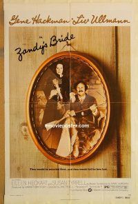 z271 ZANDY'S BRIDE one-sheet movie poster '74 Gene Hackman, Liv Ullmann