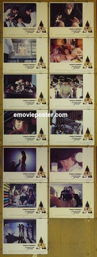 a001 CLOCKWORK ORANGE 13 English movie lobby cards '72 Stanley Kubrick