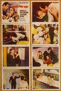 a133 BREAK-UP 8 movie lobby cards '65 Marcello Mastroianni, Spaak