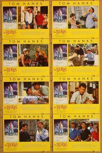 a144 BURBS 8 English movie lobby cards '89 Tom Hanks, Bruce Dern, Fisher