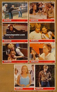 a333 HANDGUN 8 English movie lobby cards '83 Karen Young, Clayton Day