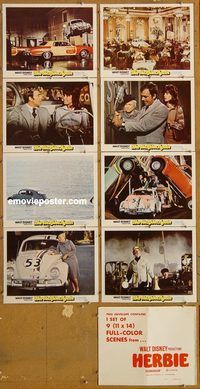 a345 HERBIE RIDES AGAIN 8 movie lobby cards '74 Disney, car racing!
