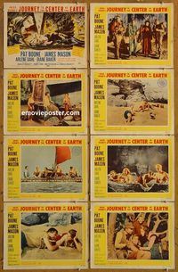 a398 JOURNEY TO THE CENTER OF THE EARTH 8 movie lobby cards '59 Verne