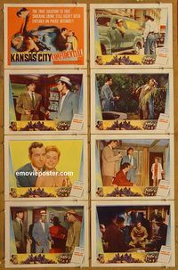 a406 KANSAS CITY CONFIDENTIAL 8 movie lobby cards '52 film noir!