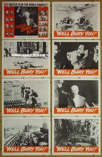 a766 WE'LL BURY YOU 8 movie lobby cards '62 Cold War, Khruschev!