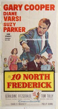 b975 TEN NORTH FREDERICK three-sheet movie poster '58 Gary Cooper, Varsi
