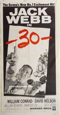 b562 -30- three-sheet movie poster '59 Jack Webb, newspaper reporter!