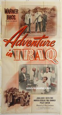 b567 ADVENTURE IN IRAQ three-sheet movie poster '43 WWII, John Loder, Ford