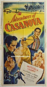 b568 ADVENTURES OF CASANOVA three-sheet movie poster '48 Arturo De Cordova