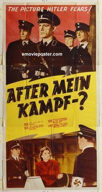b570 AFTER MEIN KAMPF three-sheet movie poster '41 picture Hitler fears!