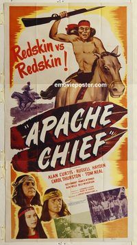 b574 APACHE CHIEF three-sheet movie poster '49 Alan Curtis, Russell Hayden