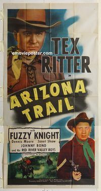 b576 ARIZONA TRAIL three-sheet movie poster R47 Tex Ritter, western