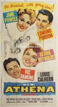 b580 ATHENA three-sheet movie poster '54 Jane Powell, Debbie Reynolds
