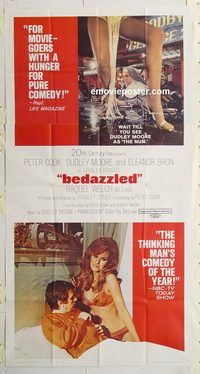 b583 BEDAZZLED three-sheet movie poster '68 Moore, sexy Raquel Welch!