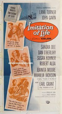 b734 IMITATION OF LIFE three-sheet movie poster '59 Lana Turner
