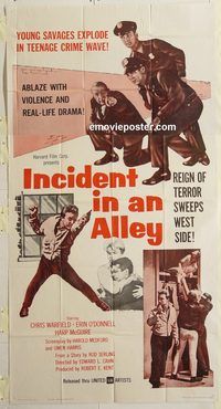 b737 INCIDENT IN AN ALLEY three-sheet movie poster '62 young savages!