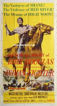 b739 INDIAN FIGHTER three-sheet movie poster '55 Kirk Douglas, Matthau