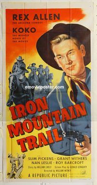 b742 IRON MOUNTAIN TRAIL three-sheet movie poster '53 Rex Allen, Pickens