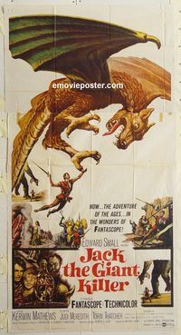 b747 JACK THE GIANT KILLER three-sheet movie poster '62 Kerwin Mathews